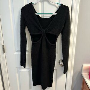 Boutique Elegant Black Cut-Out Sweater Dress --Women's S